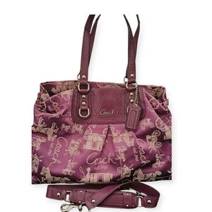 Coach Ashley Horse & Carriage Carryall Bag In Purple/Plum